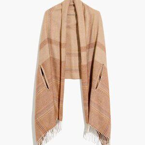 Madewell Plaid Cape Scarf in Brown and Tan